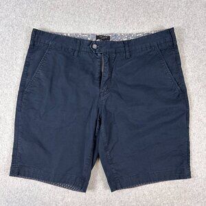 Ted Baker Shorts Men's 38R Navy Blue Chino Pockets Flat Front Stretch Casual